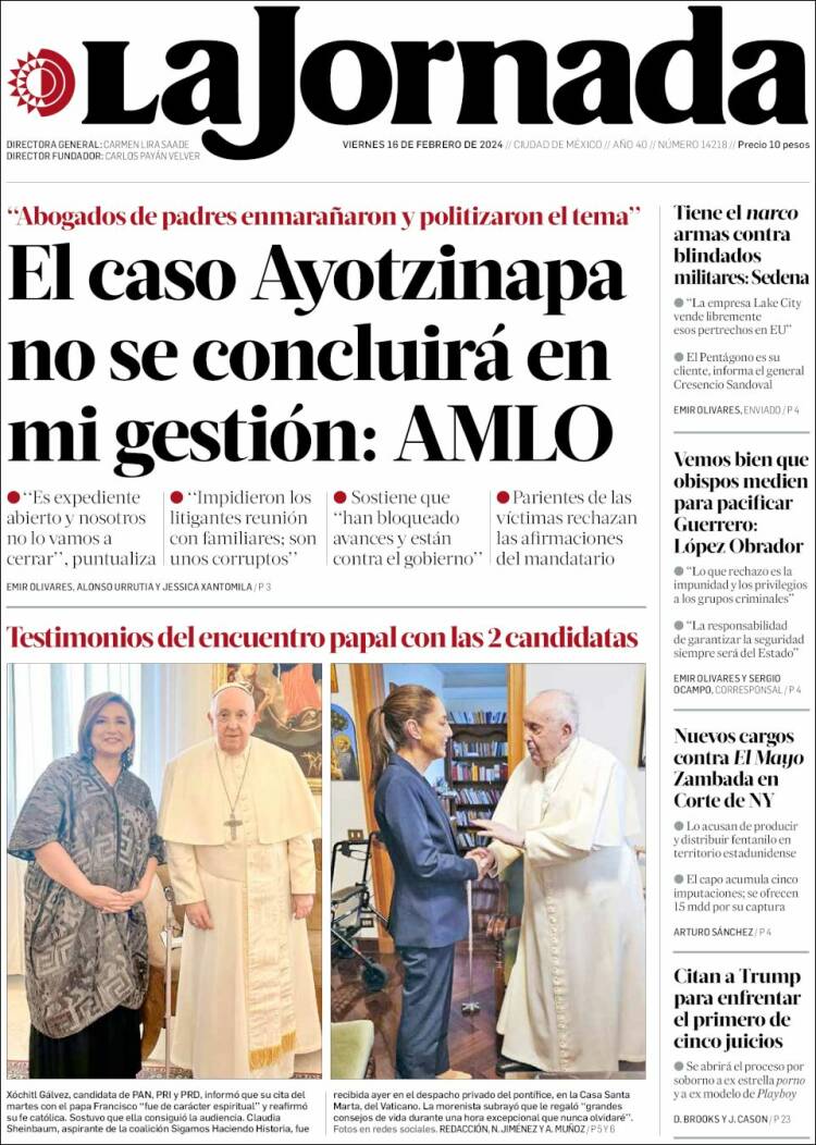 Portada de La Jornada (M&eacute;xico)