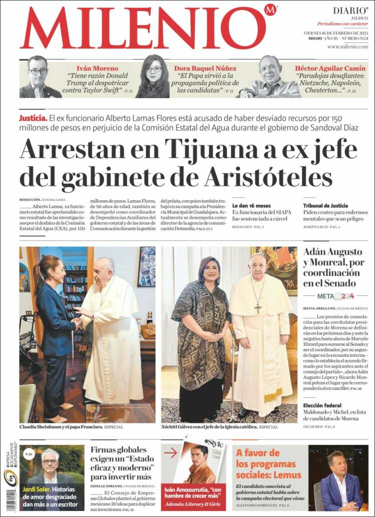 Portada de Milenio - Jalisco (M&eacute;xico)