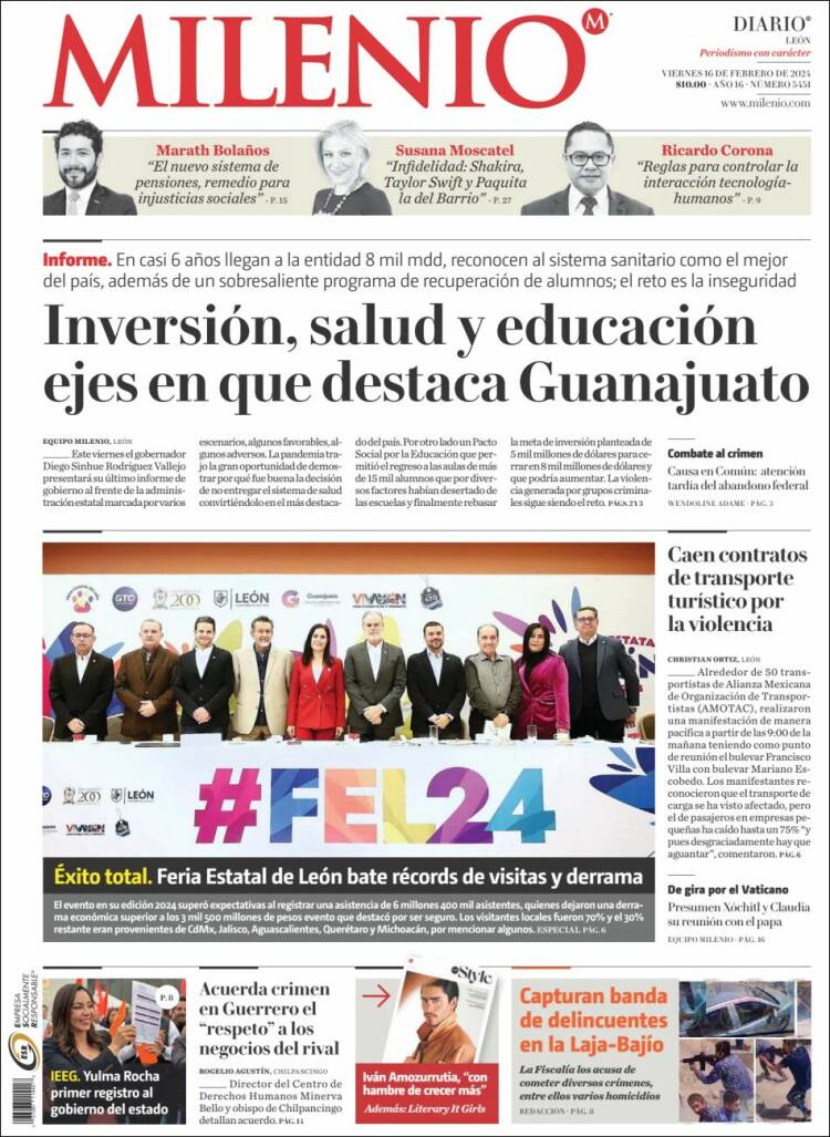 Portada de Milenio de León (M&eacute;xico)