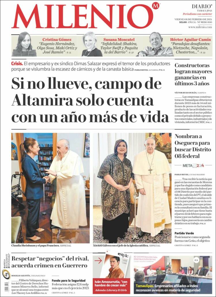 Portada de Milenio - Tamaulipas (M&eacute;xico)