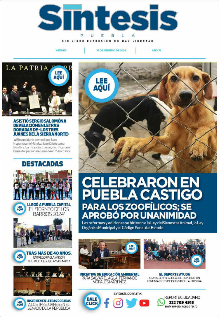 Portada de Síntesis - Puebla (M&eacute;xico)