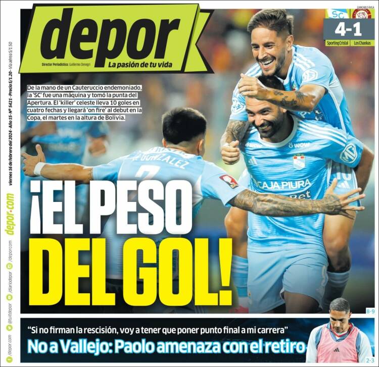 Portada de Depor (Per&uacute;)