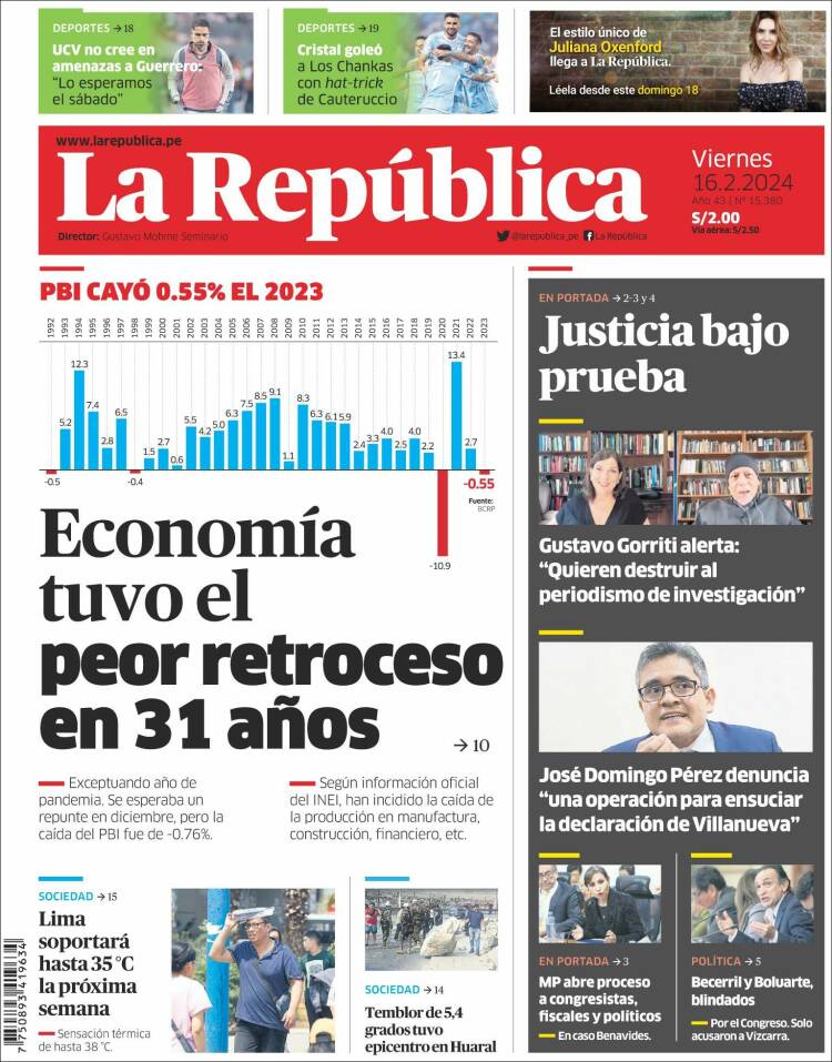 Portada de La Republica (Per&uacute;)