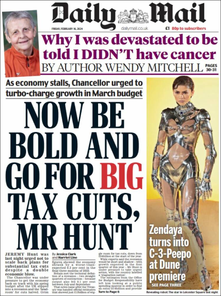 Portada de Daily Mail (Reino Unido)