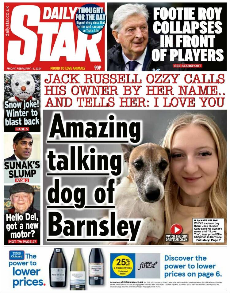 Portada de Daily Star (Reino Unido)