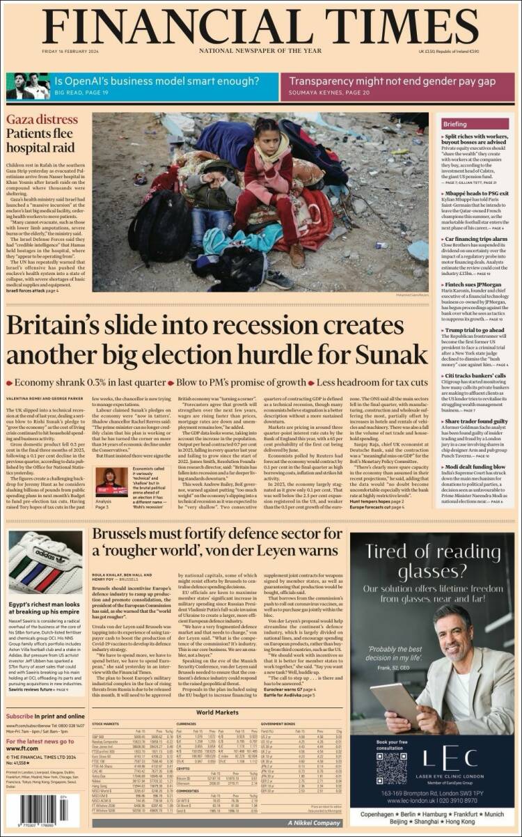Portada de Financial Times (Reino Unido)