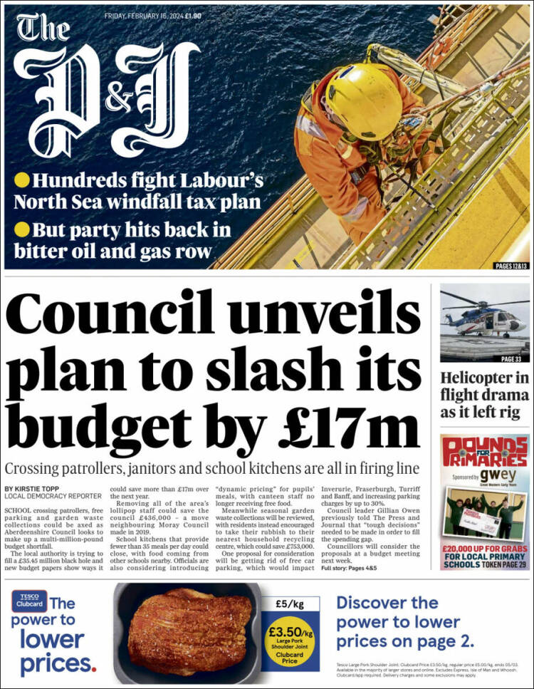 Portada de The Press and Journal (Reino Unido)