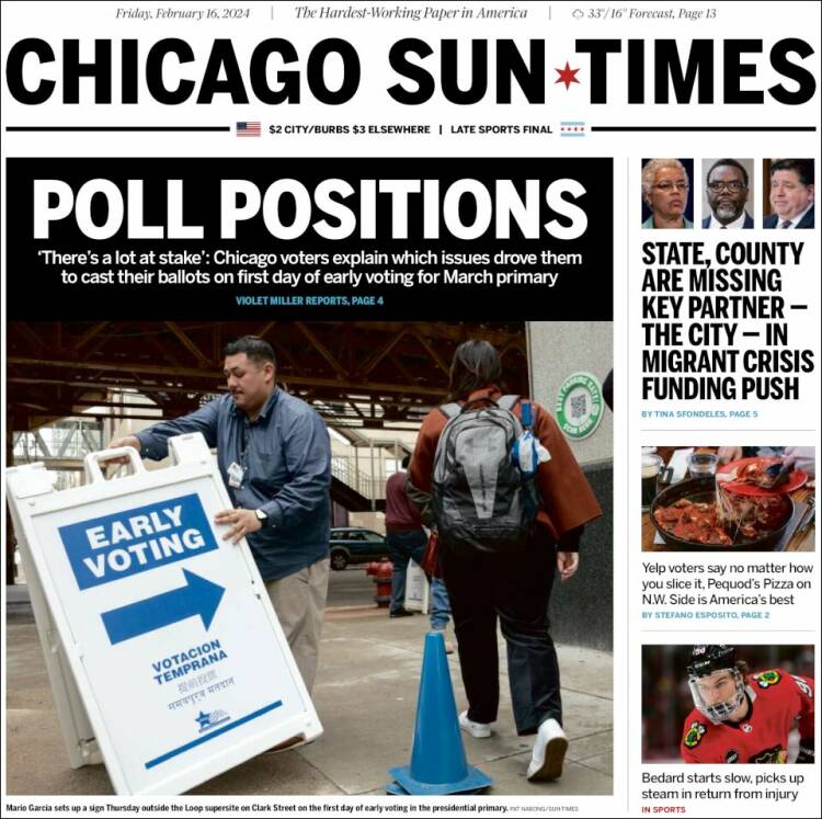 Portada de Chicago Sun-Times (USA)