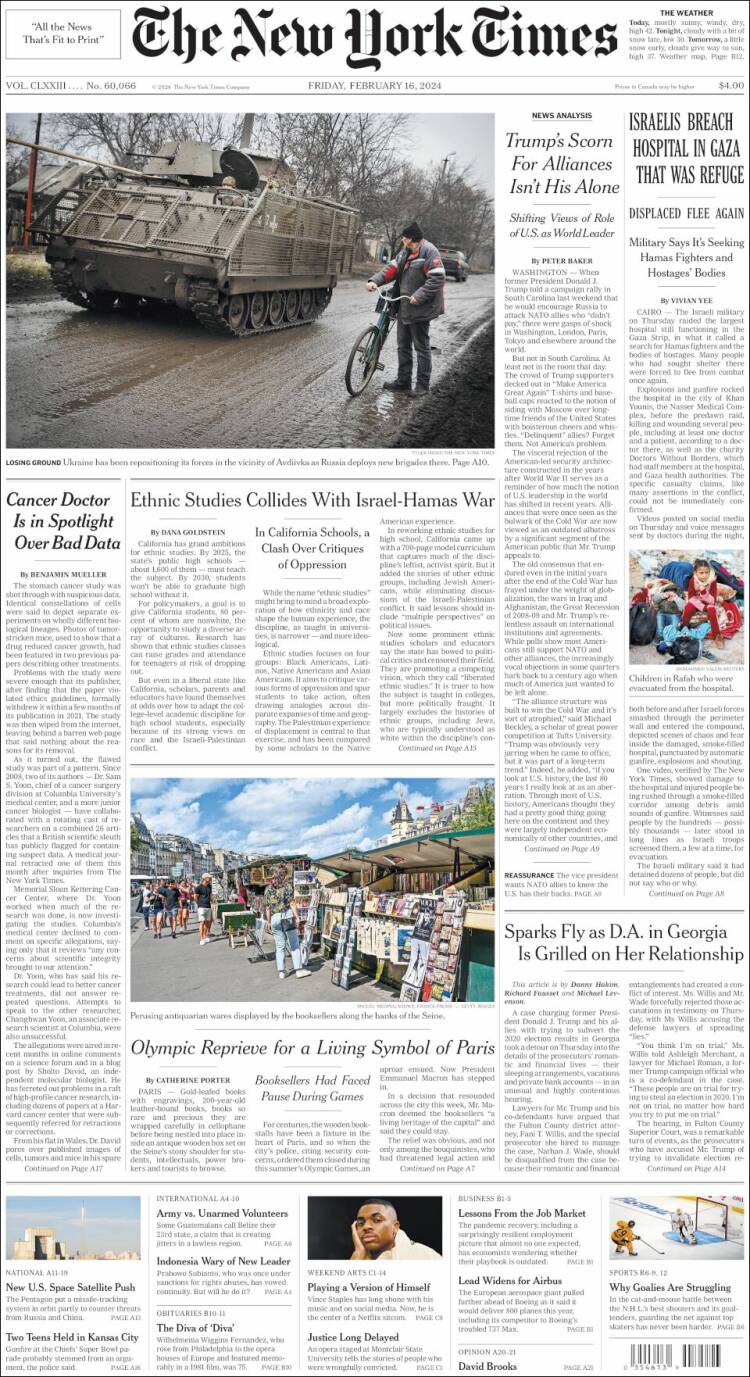 Portada de New York Times (USA)