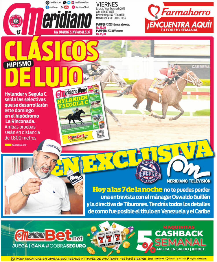 Portada de Meridiano (Venezuela)