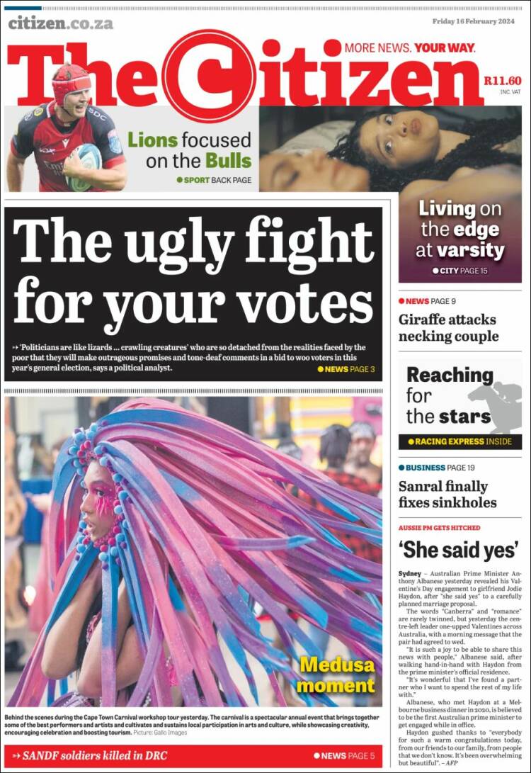 Portada de The Citizen (Sud&aacute;frica)