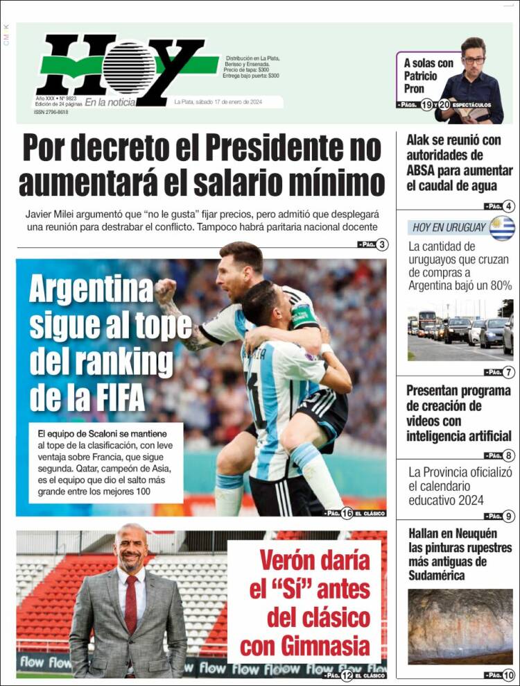 Portada de Diario Hoy (Argentina)