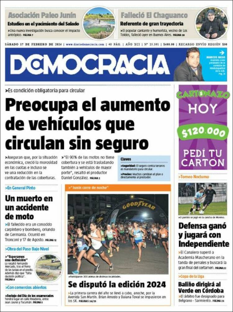 Portada de Diario Democracia (Argentina)