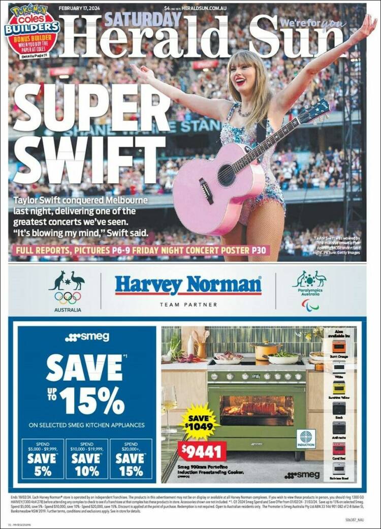 Portada de Herald Sun (Australia)