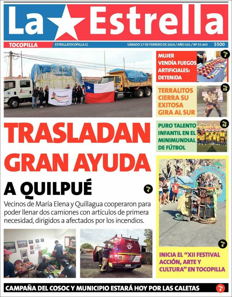 Portada de La Estrella de Tocopilla (Chile)