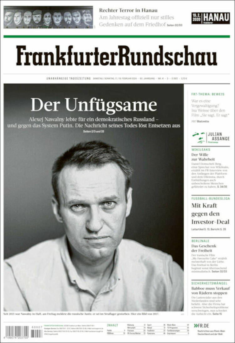 Portada de Frankfurter Rundschau (Alemania)