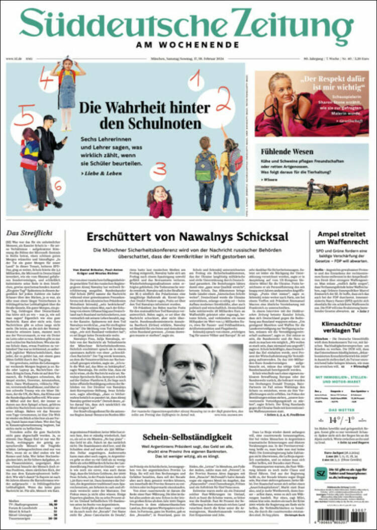 Portada de Sueddeutsche (Alemania)