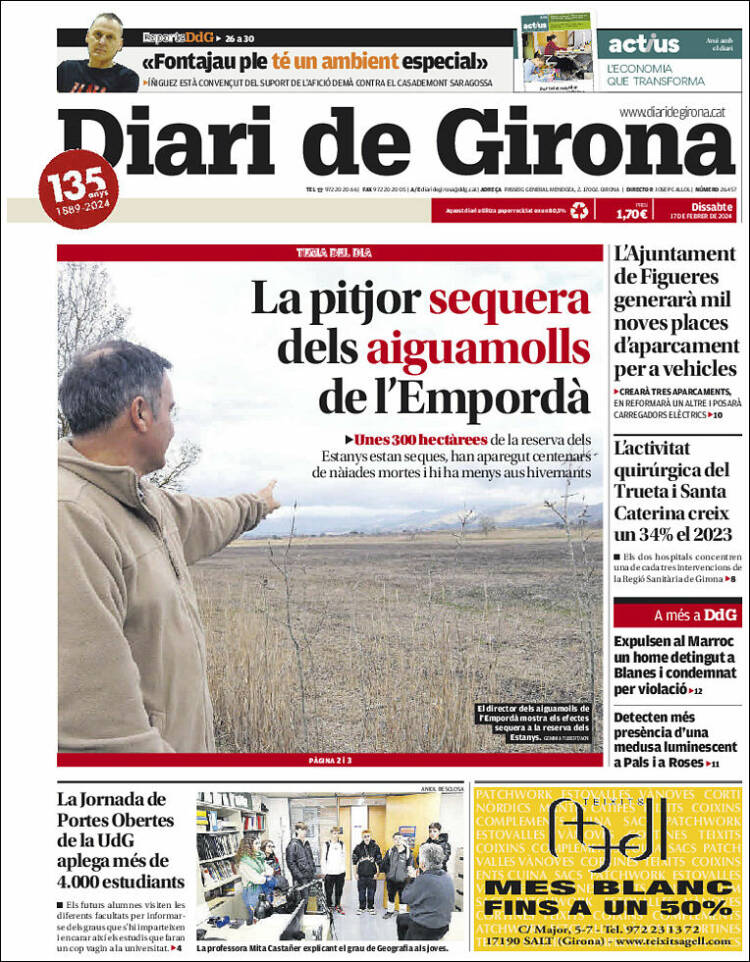 Portada de Diari de Girona (España)