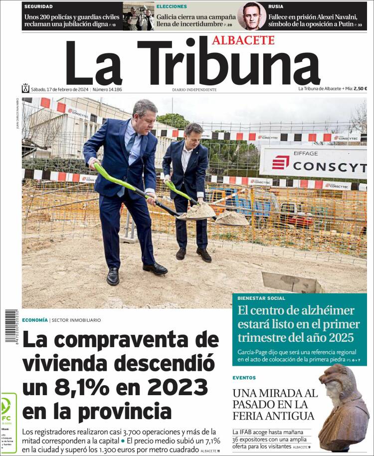 Portada de La Tribuna de Albacete (España)