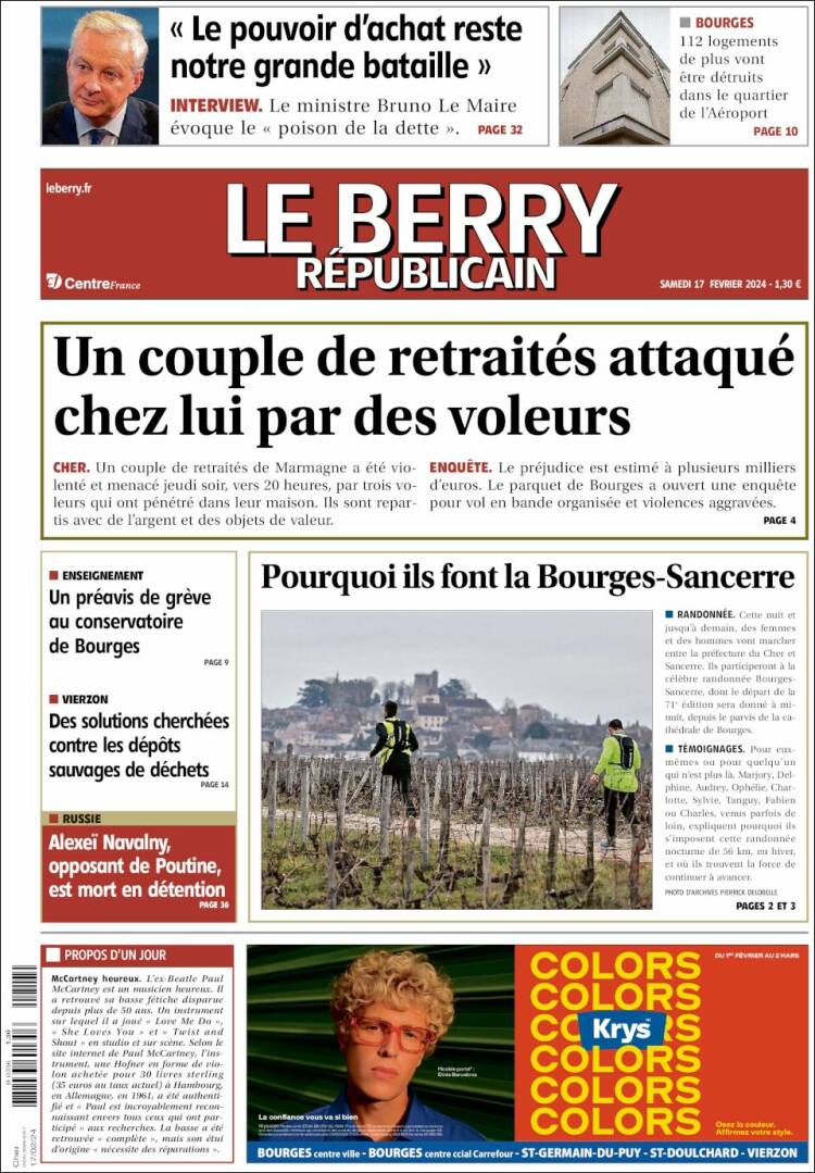 Portada de Berry Republicain (Francia)