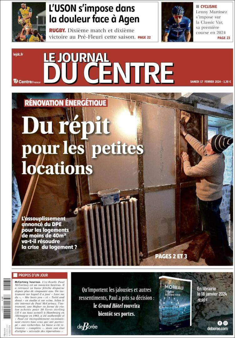 Portada de Le Journal du Centre (Francia)