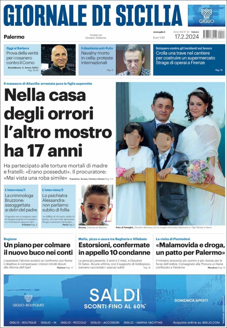 Portada de Giornale di Sicilia (Italia)