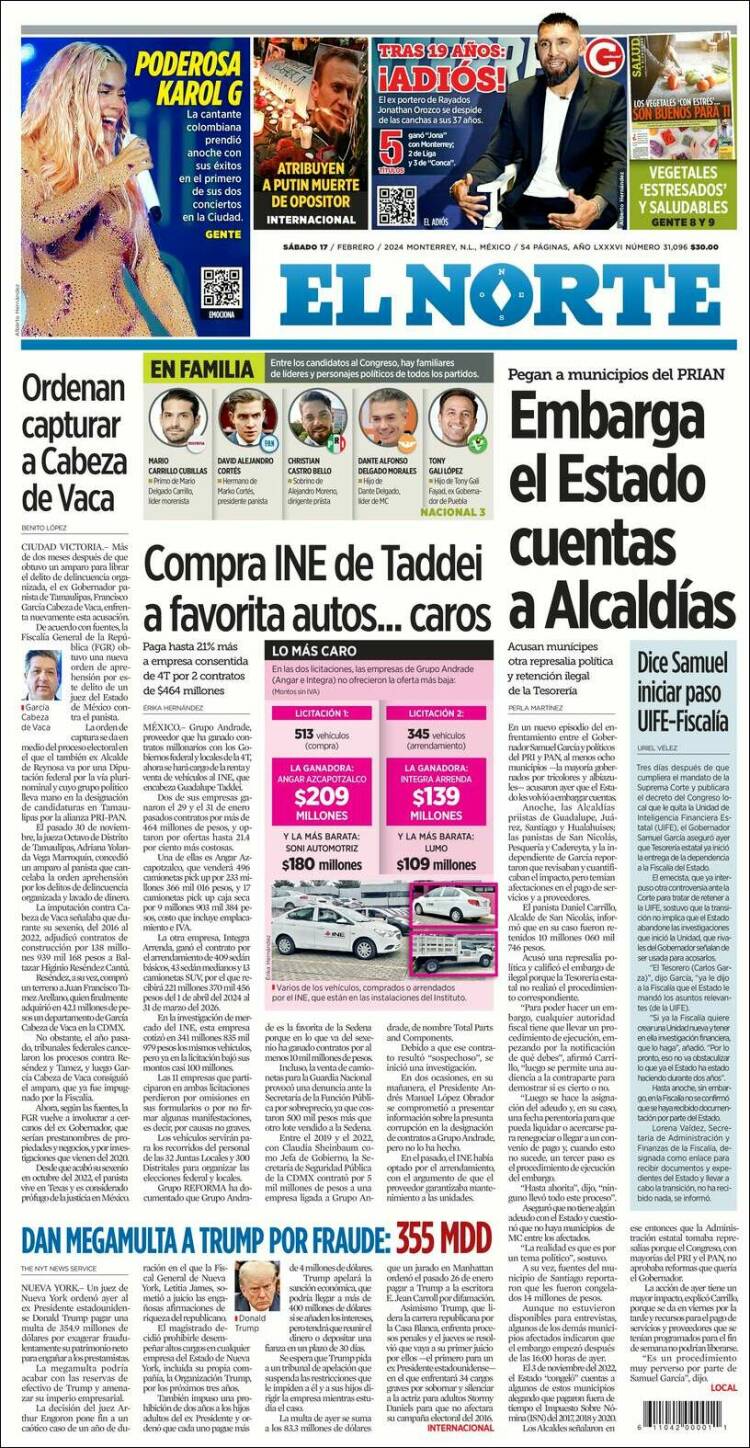 Portada de El Norte (México)