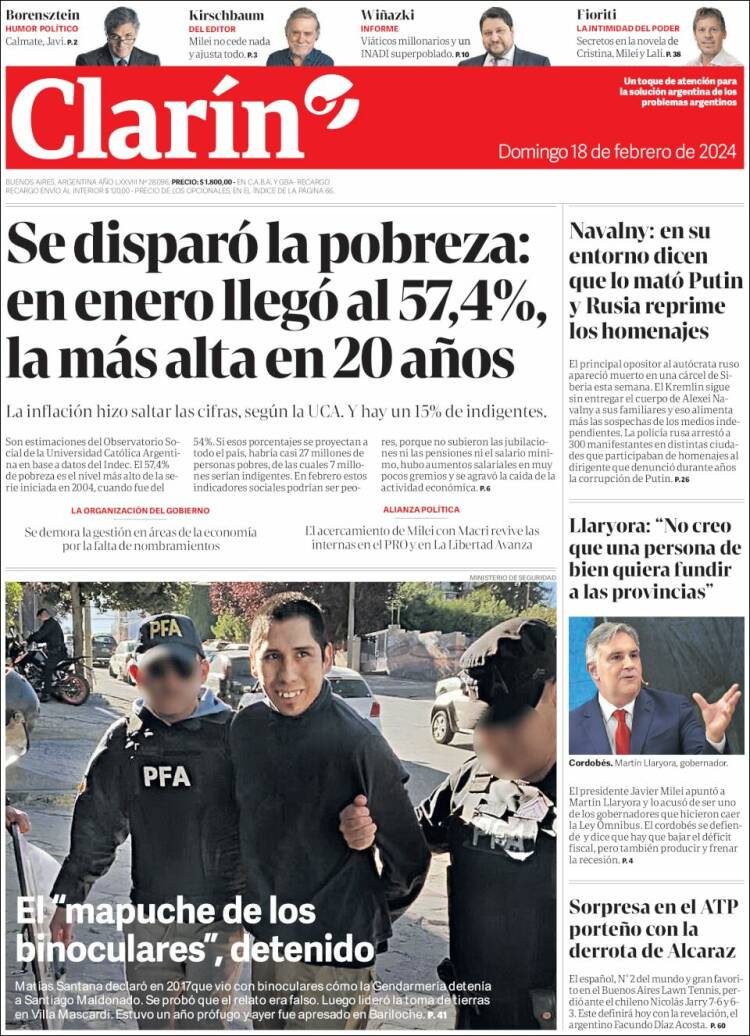 Portada de Clarín (Argentina)