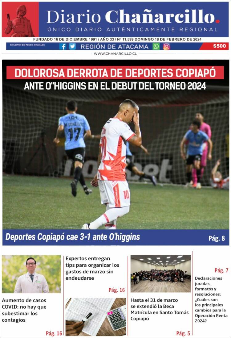 Portada de Diario Chañarcillo (Chile)