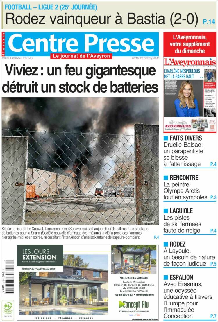 Portada de Centre Presse (Francia)