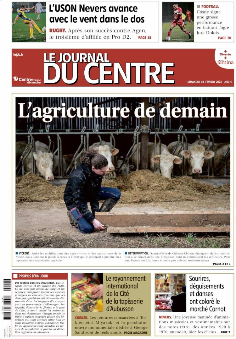 Portada de Le Journal du Centre (Francia)