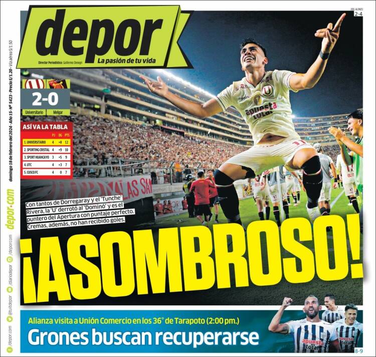 Portada de Depor (Per&uacute;)