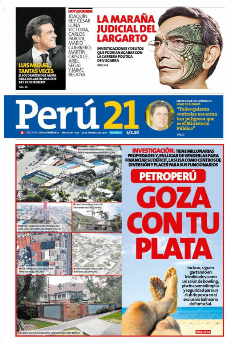 Portada de Perú 21 (Per&uacute;)