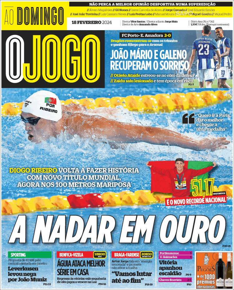 Portada de O Jogo (Portugal)