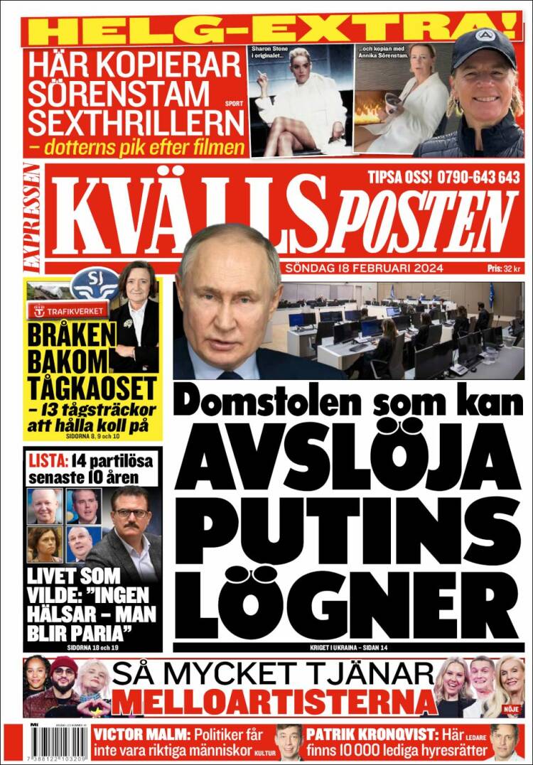 Portada de Kvällsposten (Suecia)
