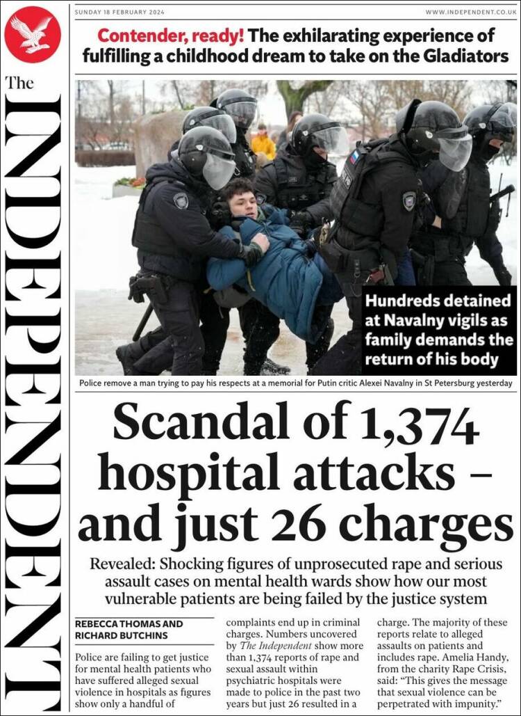 Portada de The Independent (Reino Unido)