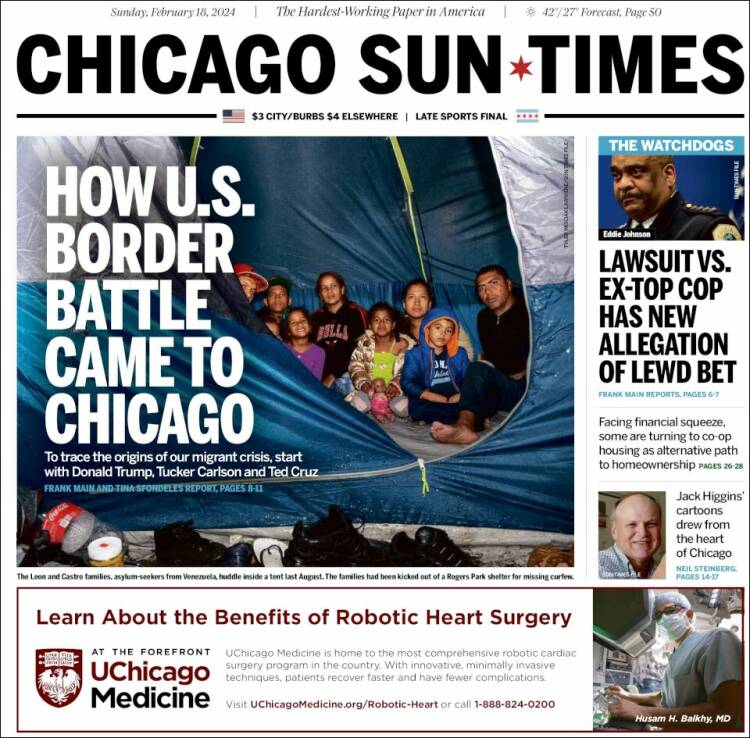 Portada de Chicago Sun-Times (USA)