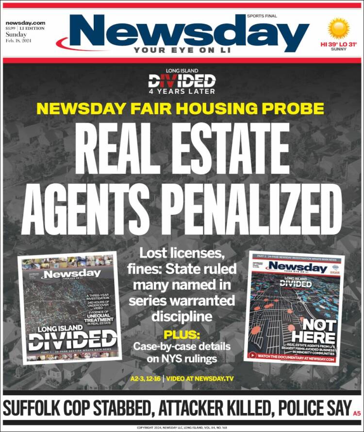 Portada de Newsday (USA)