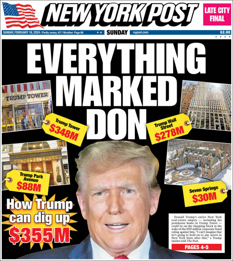 Portada de New York Post (USA)