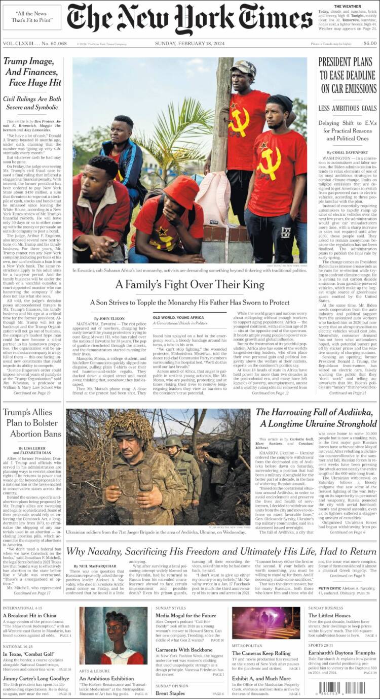 Portada de New York Times (USA)