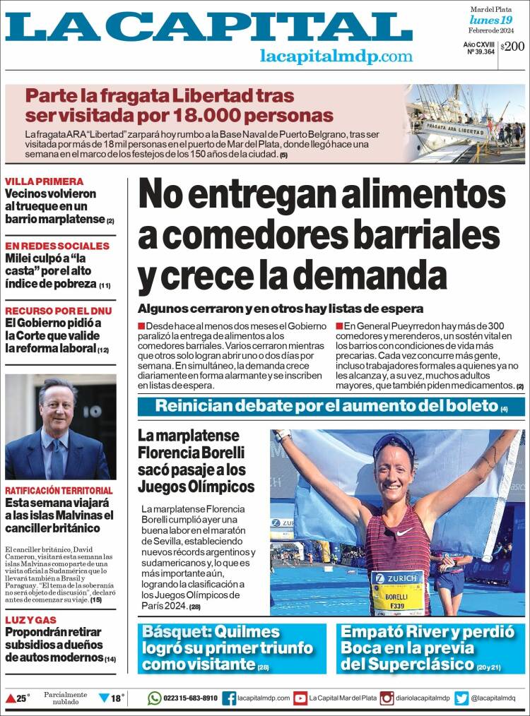 Portada de Diario La Capital - Mar del Plata (Argentina)