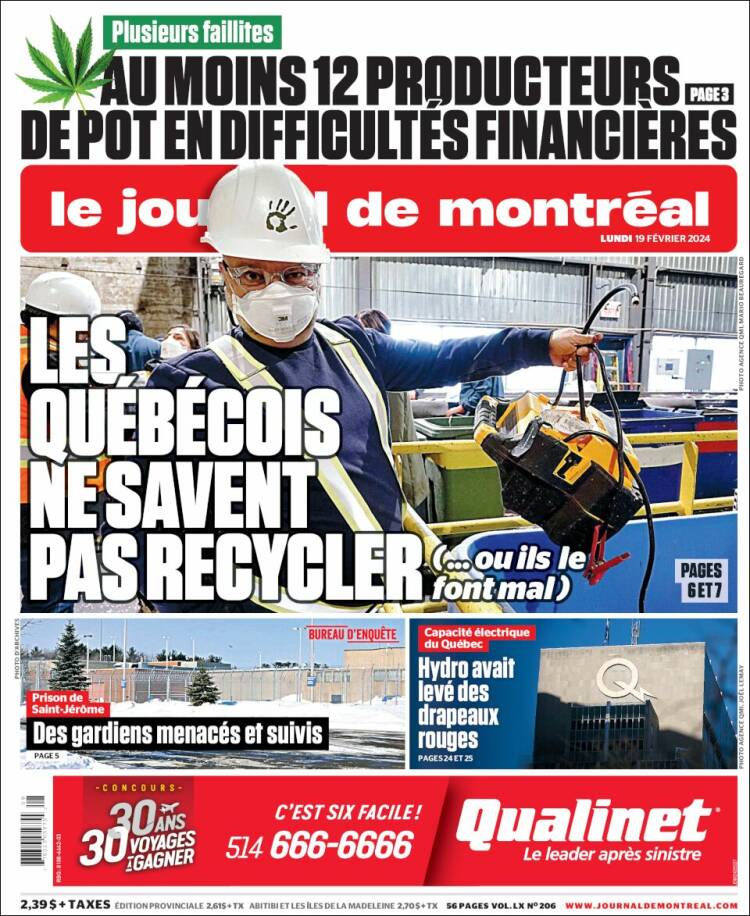 Portada de Le Journal de Montréal (Canadá)