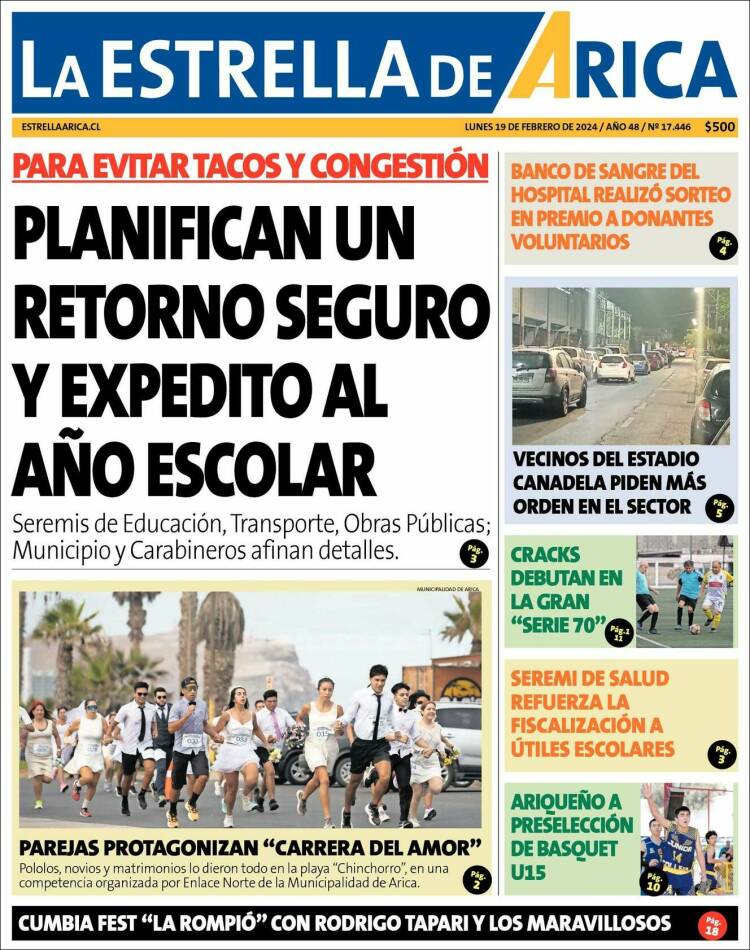 Portada de La Estrella de Arica (Chile)