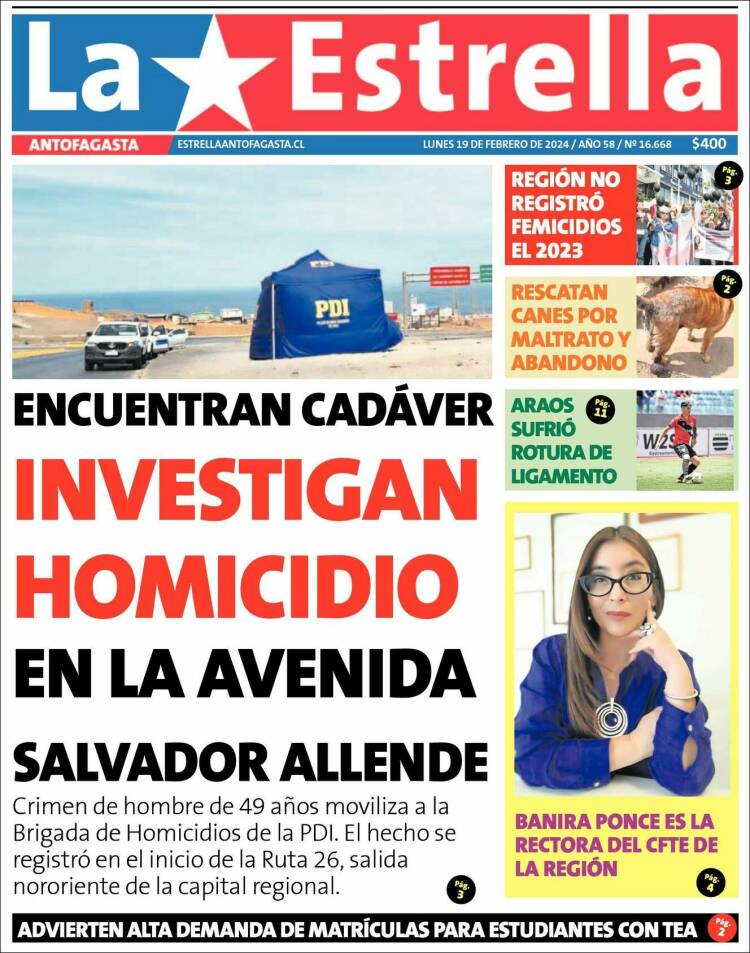 Portada de La Estrella del Norte (Chile)