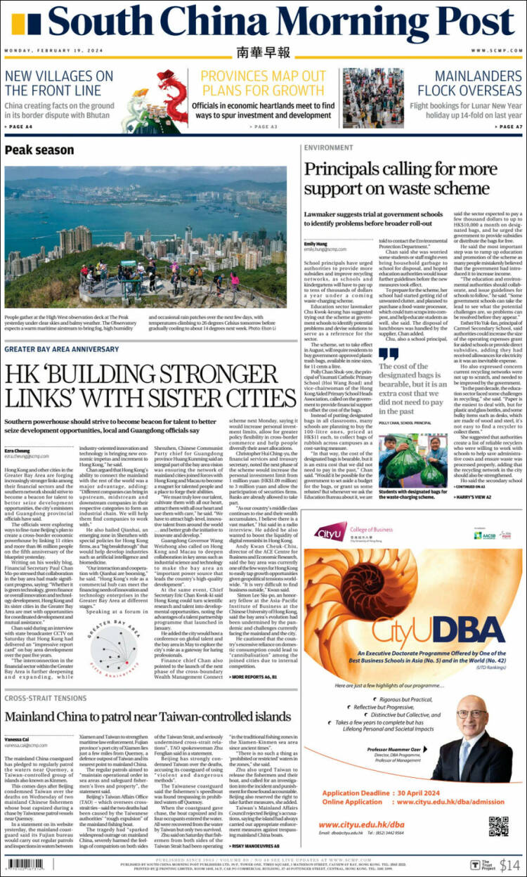 Portada de South China Morning Post (China)