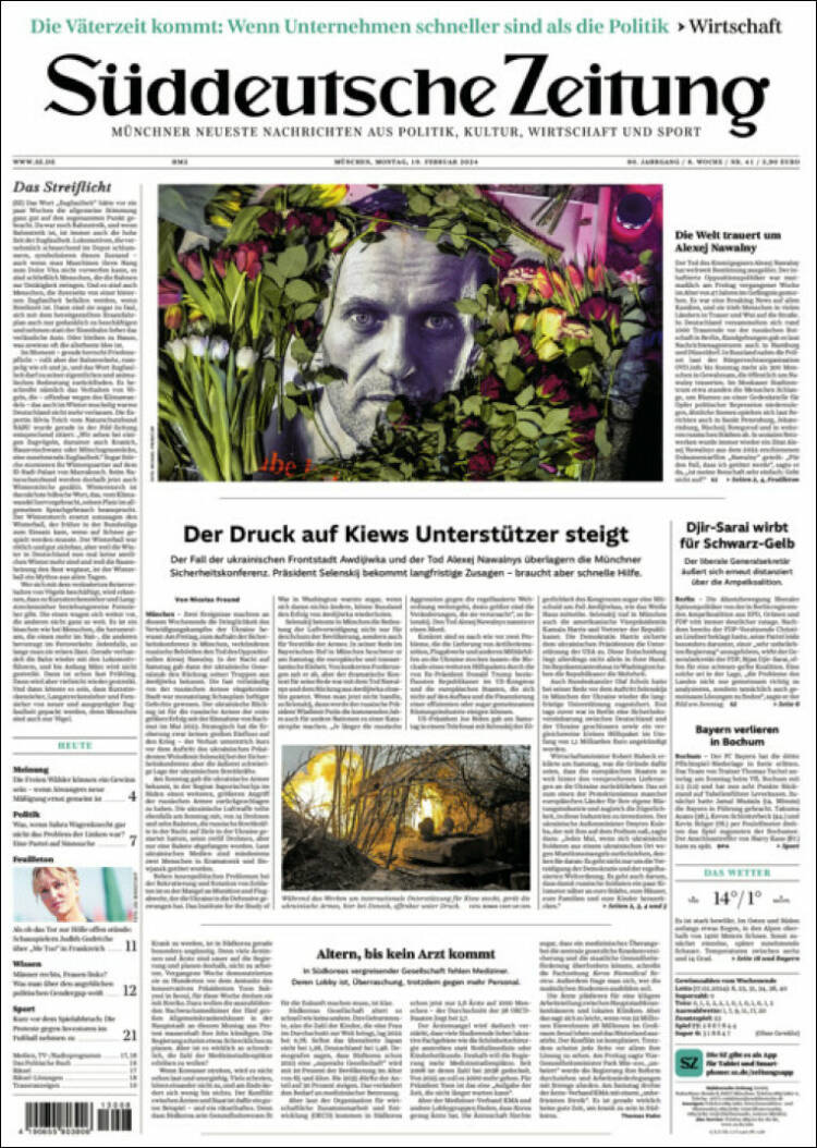 Portada de Sueddeutsche (Alemania)