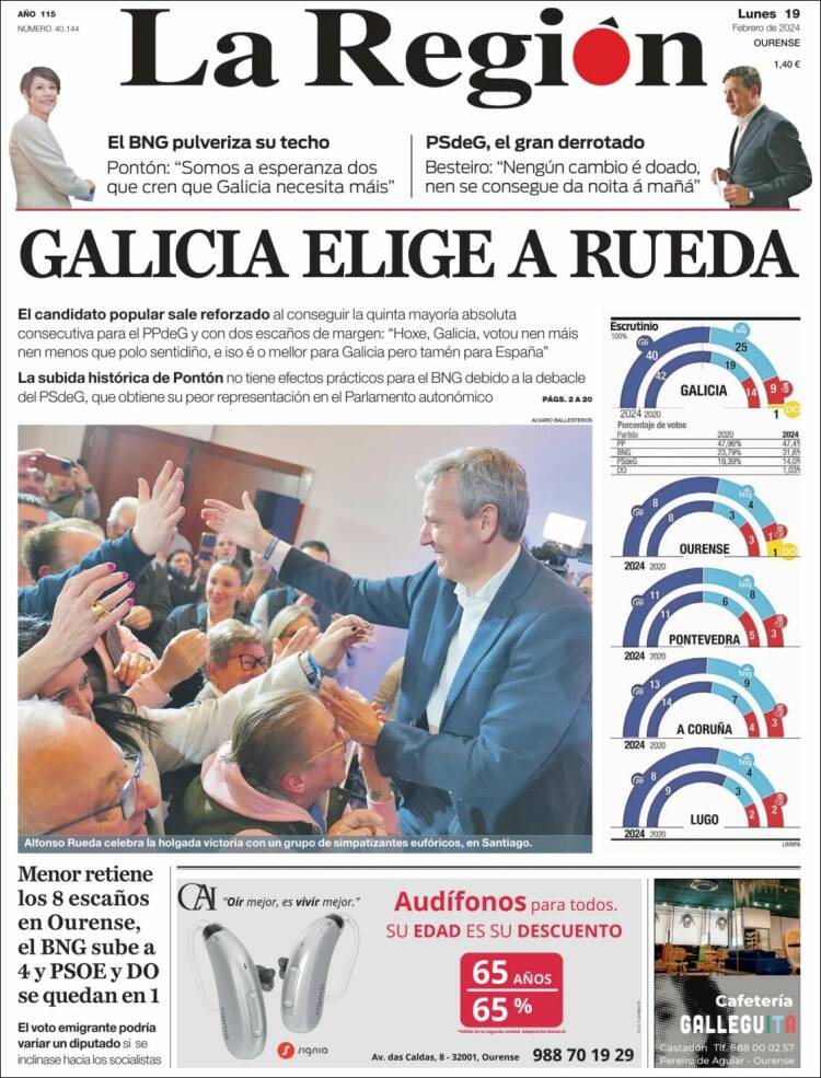 Portada de La Región de Ourense (España)