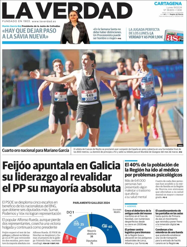 Portada de La Verdad de Cartagena (España)