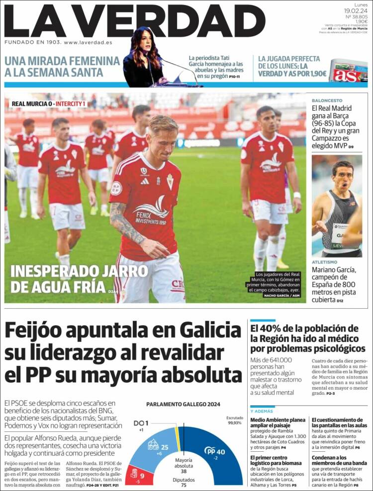 Portada de La Verdad de Murcia (España)