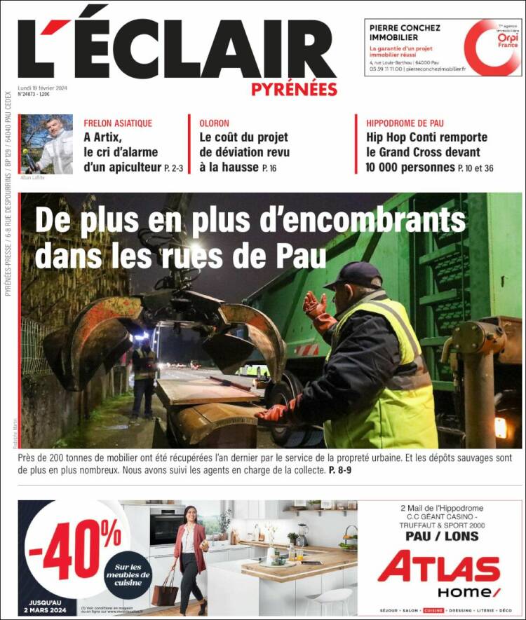Portada de L'Eclair des Pyrénées (Francia)